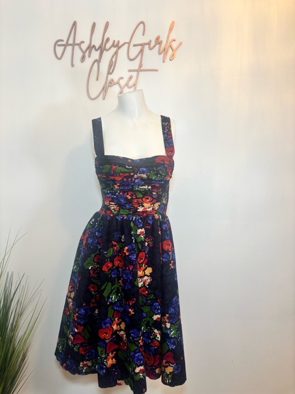 HD in Paris Navy Floral Midi Dress